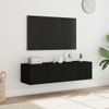 Muebles De Tv De Pared Con Luces Led 2 Unidades Negro 60x35x31 Cm