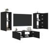 Muebles De Tv De Pared Con Luces Led 3 Piezas Negro