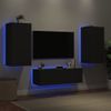 Muebles De Tv De Pared Con Luces Led 3 Piezas Negro