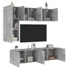 Muebles De Tv De Pared 5 Piezas Madera Ingeniería Gris Hormigón