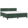 Cama Box Spring Colchón Y Led Terciopelo Verde Oscuro 160x200cm