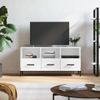 Mueble De Tv Madera Contrachapada Blanco Brillo 102x36x50 Cm