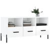 Mueble De Tv Madera Contrachapada Blanco Brillo 102x36x50 Cm