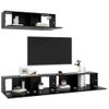 Set De Muebles De Salón Tv 3 Piezas Madera De Ingeniería Negro