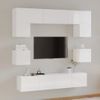 Set De Muebles De Tv 8 Piezas Madera Contrachapada Blanco Brillo