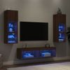 Muebles Tv Pared Con Led 6 Piezas Madera Ingeniería Marrón Roble