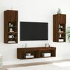 Muebles Tv Pared Con Led 6 Piezas Madera Ingeniería Marrón Roble