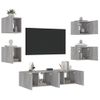 Muebles Tv Pared Con Led 6 Piezas Madera Ingeniería Gris Sonoma