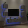 Muebles Tv Pared Con Led 6 Piezas Madera Ingeniería Gris Sonoma