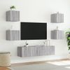 Muebles Tv Pared Con Led 6 Piezas Madera Ingeniería Gris Sonoma