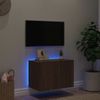 Mueble De Tv De Pared Con Luces Led Marrón Roble 60x35x41 Cm