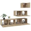 Set De Muebles Para Tv 4 Piezas Madera Contrachapada Roble Sonoma