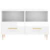 Mueble De Tv Madera Contrachapada Blanco Brillo 80x36x50 Cm