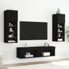 Muebles De Tv De Pared Con Led 6 Piezas Madera Ingeniería Negro