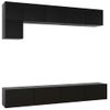 Set De Muebles De Salón Tv 5 Piezas Madera De Ingeniería Negro