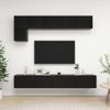 Set De Muebles De Salón Tv 5 Piezas Madera De Ingeniería Negro