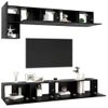 Set De Muebles De Salón Tv 5 Piezas Madera De Ingeniería Negro