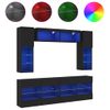 Muebles De Pared De Tv Con Luces Led 6 Piezas Negro