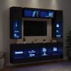 Muebles De Pared De Tv Con Luces Led 6 Piezas Negro