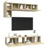 Muebles De Pared De Tv 5 Piezas Aglomerado Color Roble Sonoma