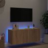 Mueble De Tv De Pared Con Luces Led Roble Sonoma 100x35x41 Cm