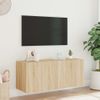 Mueble De Tv De Pared Con Luces Led Roble Sonoma 100x35x41 Cm