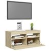 Mueble De Tv Con Luces Led Roble Sonoma 90x35x40 Cm