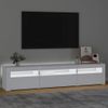 Mueble De Tv Con Luces Led Blanco 195x35x40 Cm