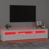 Mueble De Tv Con Luces Led Blanco 195x35x40 Cm