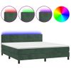 Cama Box Spring Colchón Y Led Terciopelo Verde Oscuro 160x200cm