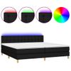 Cama Box Spring Con Colchón Led Tela Negro 200x200 Cm