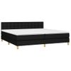 Cama Box Spring Con Colchón Led Tela Negro 200x200 Cm