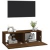 Mueble Tv De Pared 2 Unidades Madera Contrachapada Roble 100x30x30cm