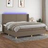 Cama Box Spring Colchón Y Luces Led Tela Gris Taupe 200x200 Cm