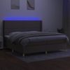 Cama Box Spring Colchón Y Luces Led Tela Gris Taupe 200x200 Cm