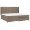 Cama Box Spring Colchón Y Luces Led Tela Gris Taupe 200x200 Cm