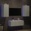 Muebles De Tv De Pared Con Led 4 Piezas Madera Ingeniería Blanco