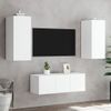 Muebles De Tv De Pared Con Led 4 Piezas Madera Ingeniería Blanco