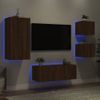 Muebles Tv Pared Con Led 5 Piezas Madera Ingeniería Marrón Roble