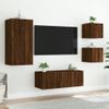 Muebles Tv Pared Con Led 5 Piezas Madera Ingeniería Marrón Roble