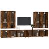 Set De Muebles De Tv 8 Piezas Madera Contrachapada Roble Ahumado