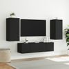 Muebles De Tv De Pared Con Led 4 Piezas Madera Ingeniería Negro