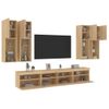 Muebles De Tv De Pared Con Luces Led 7 Piezas Roble Sonoma