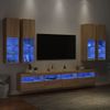 Muebles De Tv De Pared Con Luces Led 7 Piezas Roble Sonoma