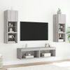 Muebles Tv Pared Con Led 6 Piezas Madera Ingeniería Gris Sonoma