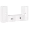 Set De Muebles De Tv 4 Piezas Madera Contrachapada Blanco Brillo