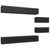 Set De Muebles De Tv Salón 6 Piezas Madera Contrachapada Negro