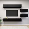 Set De Muebles De Tv Salón 6 Piezas Madera Contrachapada Negro