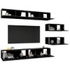 Set De Muebles De Tv Salón 6 Piezas Madera Contrachapada Negro