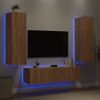 Muebles Tv Pared Con Led 6 Piezas Madera Ingeniería Roble Sonoma